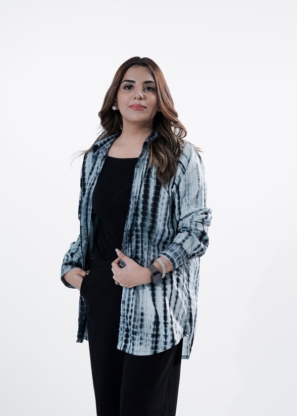 Monochrome Flow – Cotton Tie & Dye Shirt