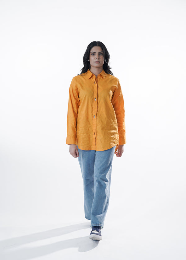 Sunny Ease  – Yellow Cotton Shirt